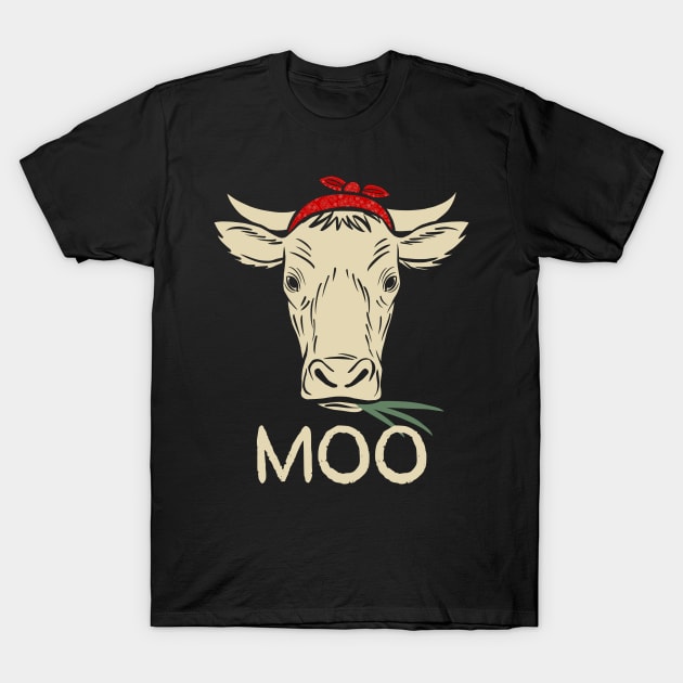 MOO Cute Cow for Cows Lovers Farming Gift T-Shirt by basselelkadi